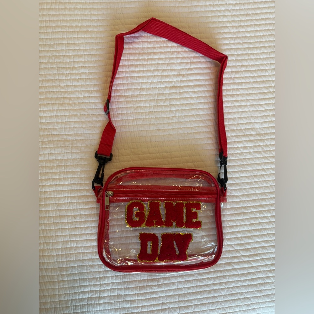 Red Clear Crossbody Bag with Game Day Design